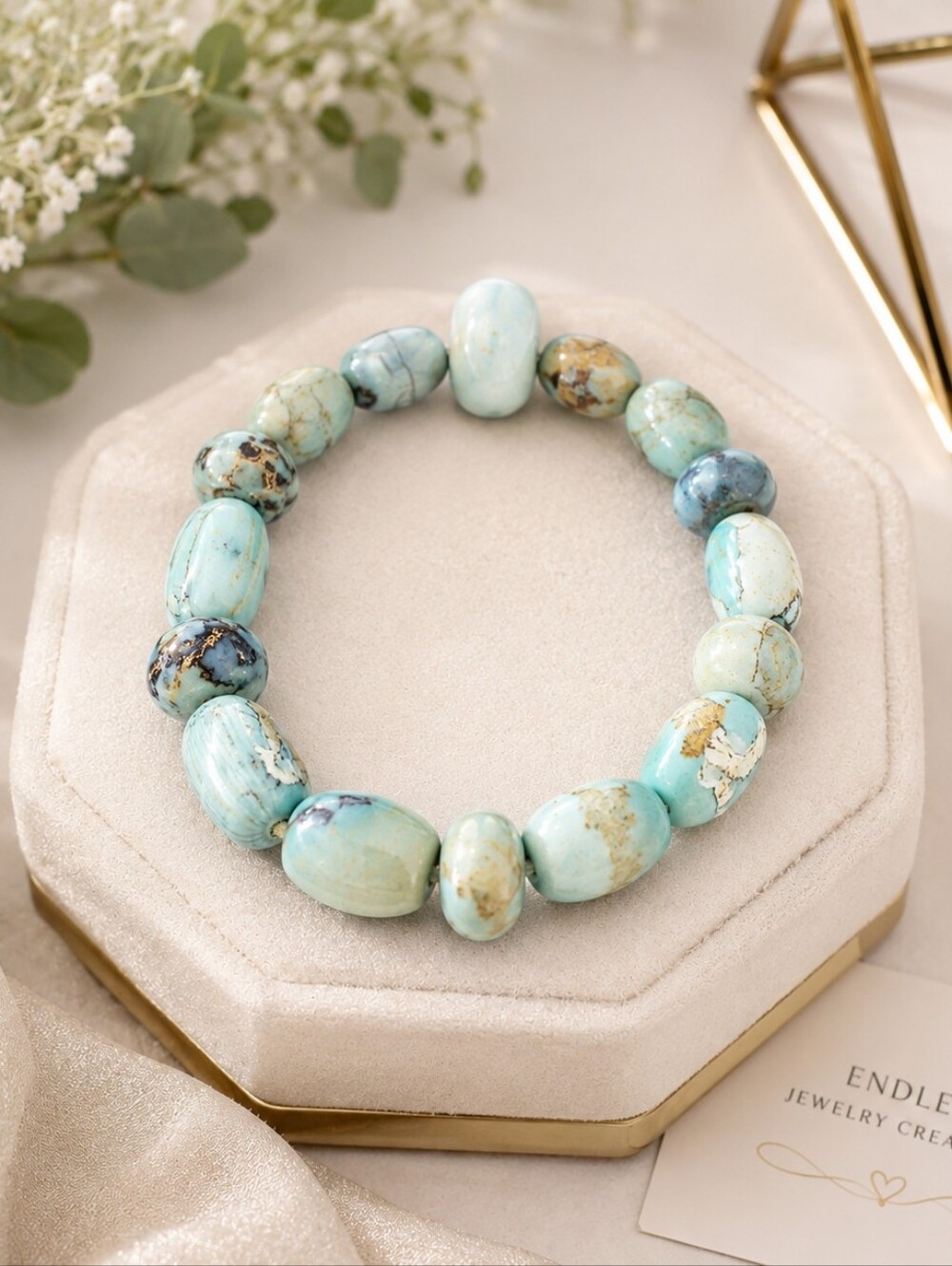 Natural Dream Agate Beaded Stretch Bracelet Handmade Artisan Jewelry